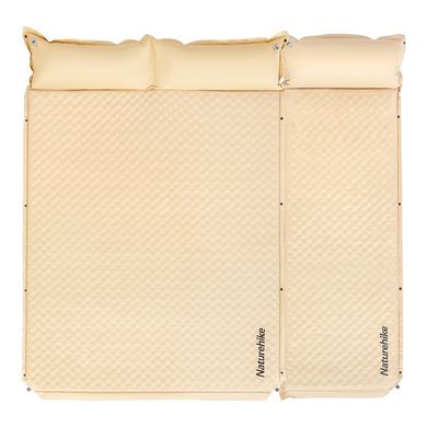 Самонадувний килимок двомісний з подушкою Naturehike CNK2300DZ014, 60 мм, бежевий