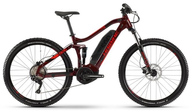 Велосипед Haibike SDURO FullSeven Life 1.0 500Wh 10 s. Deore 27.5", вишнево-черно-красный,