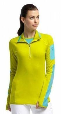 Термокофта Icebreaker Atom LS Zip WMN chartreuse/glacier/white S