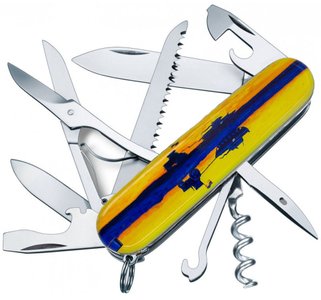 Нож складной Victorinox HUNTSMAN UKRAINE, Марка с трактором, 1.3713.3.T3110p