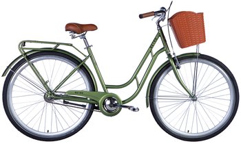 Велосипед 28 Dorozhnik RETRO Velosteel рама-19" темно-зелений з багажником задн St з корзиною Pl з крылом St 2024