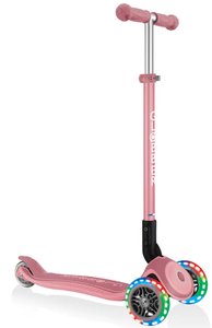 Самокат Globber PRIMO FOLDABLE PLUS LIGHTS, пастельно-рожевий, колеса з підсв, 50кг, 3+