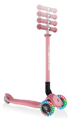 Самокат Globber PRIMO FOLDABLE PLUS LIGHTS, пастельно-розовый, колеса с подсв, 50кг, 3+