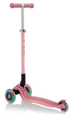 Самокат Globber PRIMO FOLDABLE PLUS LIGHTS, пастельно-розовый, колеса с подсв, 50кг, 3+