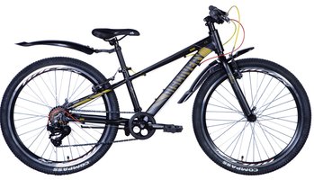 Велосипед AL 24" Discovery QUBE Vbr с крылом Pl 2024 (черно-желтый)