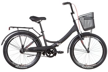 Велосипед ST 24" Formula SMART Vbr с багажником зад St, с крылом St, с корзиной St 2022 (темно-серый с красным)