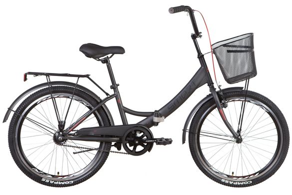 Велосипед ST 24" Formula SMART Vbr з багажником зад St, з крилом St, з кошиком St 2022 (темно-сірий з червоним)