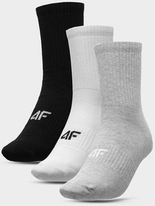 Носки 4F 3 пары длинные, черный, серый, белый, 39-42(р)