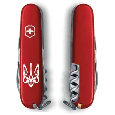 Нож складной Victorinox CLIMBER UKRAINE, Тризуб готический белый, 1.3703_T0630u