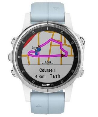 Смарт часы Garmin fenix 5S Plus,Glass,Wht w/Sea Foam Bnd,Навигатор Garmin GPS Watch