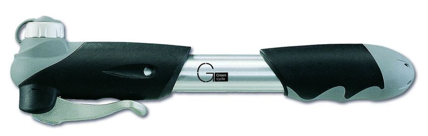 Мининасос Green Cycle GCP-23D алюминиевый, высокое давление/большой объем, presta+schrader, серый