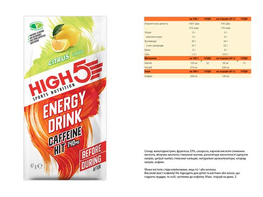 Напиток High5 Energy Drink - Caffeine Hit - Цитрус