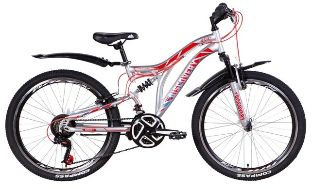 Велосипед 24 "Discovery ROCKET (сріблясто-червоний з синім)