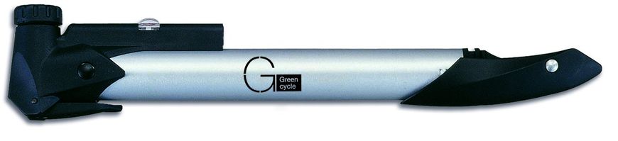 Мининасос Green Cycle GCP-91 алюминиевый с манометром, presta+schreder, 120psi, серебро