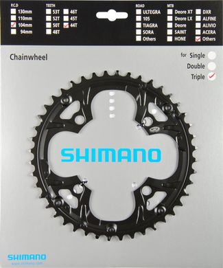 Зірка системи шатунів Shimano FC-M448/442, 44зуб, чорний, 9-швидк.