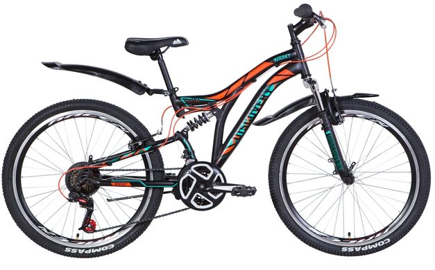 Велосипед 24 "Discovery ROCKET 2021 (чорно-помаранчевий з бірюзовим)