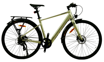 Велосипед Alvas 28" Ranger 840 gold, рама 17" зад мотор 36V/350W, батарея 36V 12.5A/H, SHIMANO 1*7 S