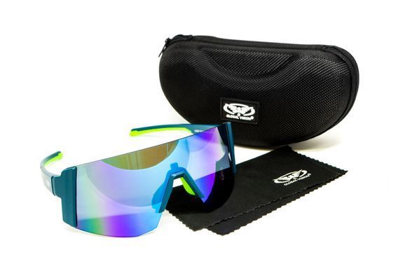Окуляри захисні Global Vision Astro Blue (G-Tech&trade; blue), дзеркальні сині в синій оправі (з можливістю установки діоптрійної вставки)