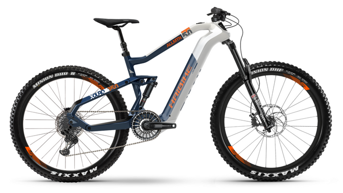 Велосипед Haibike XDURO AllMtn 5.0 Carbon FLYON i630Wh 11 s. NX 27.5", рама М, бело-сине-серый, 2020