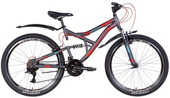 Велосипед 26" Discovery CANYON AM Vbr 2022 (темно-сірий з червоним та блакитним)