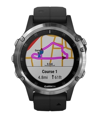 Смарт часы Garmin fenix 5 Plus,Glass,Silver w/Black Band,Навигатор Garmin GPS Watch
