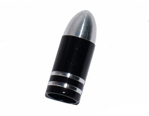 Колпачок для камеры TW V-12 на ниппель Presta в виде пули из алюминия. Черного цвета. В комплекте 4