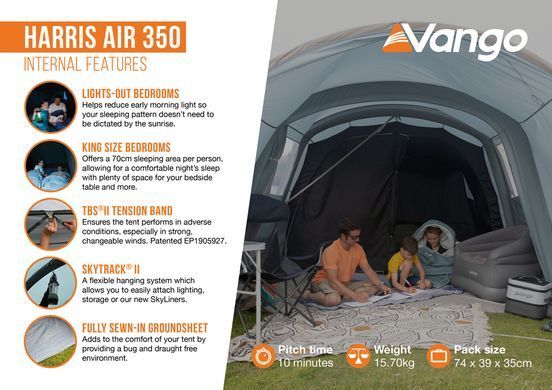 Палатка трехместная Vango Harris Air 350 Mineral Green (TETHARRAI000001)