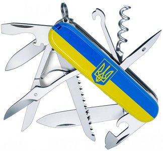 Ніж складаний Victorinox HUNTSMAN UKRAINE, Герб на прапорі, 1.3713.3.T3040p