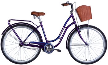 Велосипед 28 Dorozhnik OBSIDIAN гальмівна рама-19,5" фіолетовий з багажником задн St з корзиною Pl з крылом St 2024