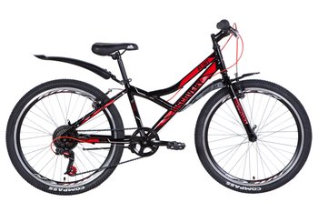 Велосипед 24" Discovery FLINT, 2021, (черно-красный с серым)