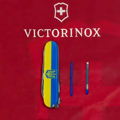 Нож складной Victorinox HUNTSMAN UKRAINE, Герб на флаге, 1.3713.3.T3040p