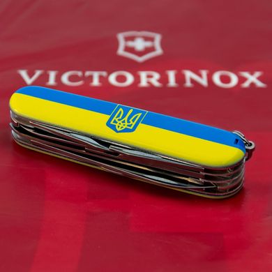 Нож складной Victorinox HUNTSMAN UKRAINE, Герб на флаге, 1.3713.3.T3040p
