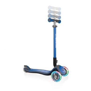Самокат GLOBBER серии ELITE DELUXE синий, колеса с подсветкой, 50кг, 3+, 3 колеса