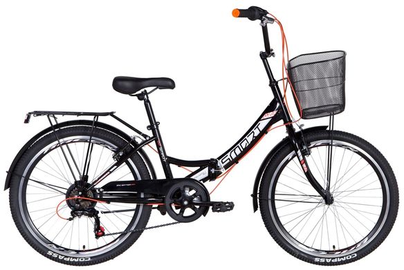 Велосипед 24 "Formula SMART з кошиком, тріскачка 2021 (чорно-помаранчевий)