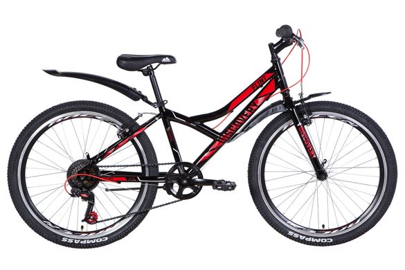 Велосипед 24 "Discovery FLINT, 2021, (чорно-червоний з сірим)