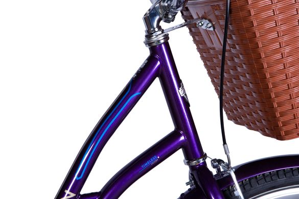 Велосипед 28 Dorozhnik OBSIDIAN тормозная рама-19,5" фиолетовый с багажником задн. St с корзиной Pl с крылом St 2024