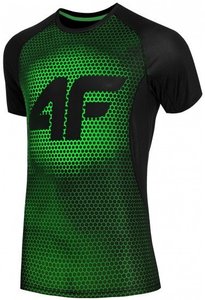 Футболка 4F фитрес большой лого цвет: черный зеленый соты