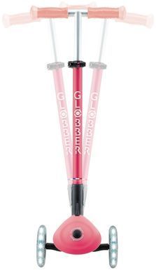Самокат Globber ELITE розовый, светится во тьме, колеса с подсветкой, до 50кг, 3+