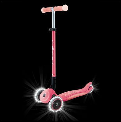 Самокат Globber ELITE розовый, светится во тьме, колеса с подсветкой, до 50кг, 3+