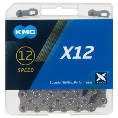 Ланцюг KMC X12 12 швидкостей 126 ланок + замок срібний/срібний