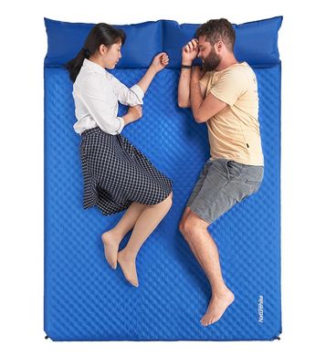 Самонадувающийся коврик двухместный с подушкой Naturehike NH18Q010-D, 25 мм, синий