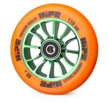 Колесо для трюкового самоката Hipe H01 110мм, green/orange