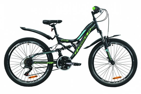 Велосипед 24" Formula ATLAS Vbr, 2020, антрацитово-зеленый с бирюзовым (м)