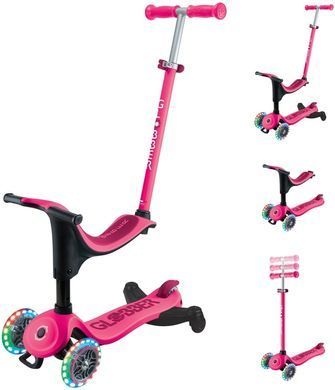Самокат Globber GO UP SPORTY 360 фуксія, до 20/50кг 1+, колеса з підсвіткою