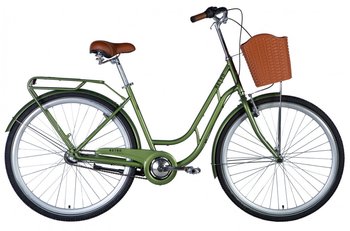 Велосипед ST 28" Dorozhnik RETRO планет. с багажником задн St с корзиной Pl с крылом St 2024 (темно-зеленый)