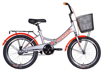 Велосипед 20" Formula SMART с корзиной 2021 (серый с оранжевым )