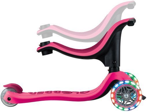 Самокат Globber GO UP SPORTY 360 фуксія, до 20/50кг 1+, колеса з підсвіткою