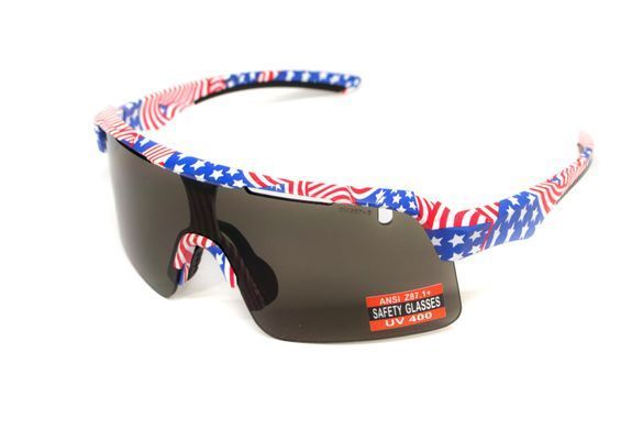 Окуляри захисні Global Vision Holeshot USA Flag (gray), сірі в оправі прапор США