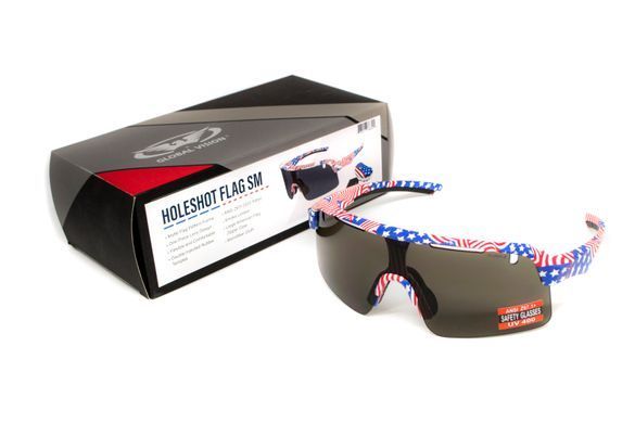 Окуляри захисні Global Vision Holeshot USA Flag (gray), сірі в оправі прапор США