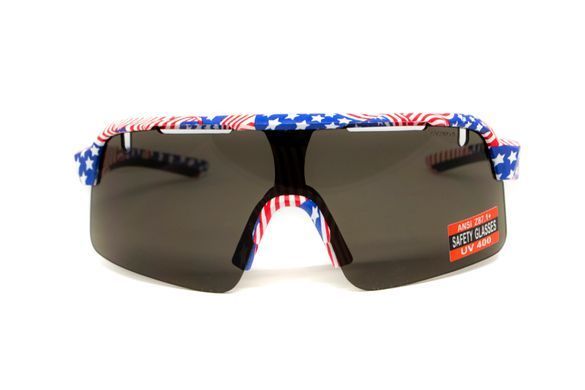 Окуляри захисні Global Vision Holeshot USA Flag (gray), сірі в оправі прапор США
